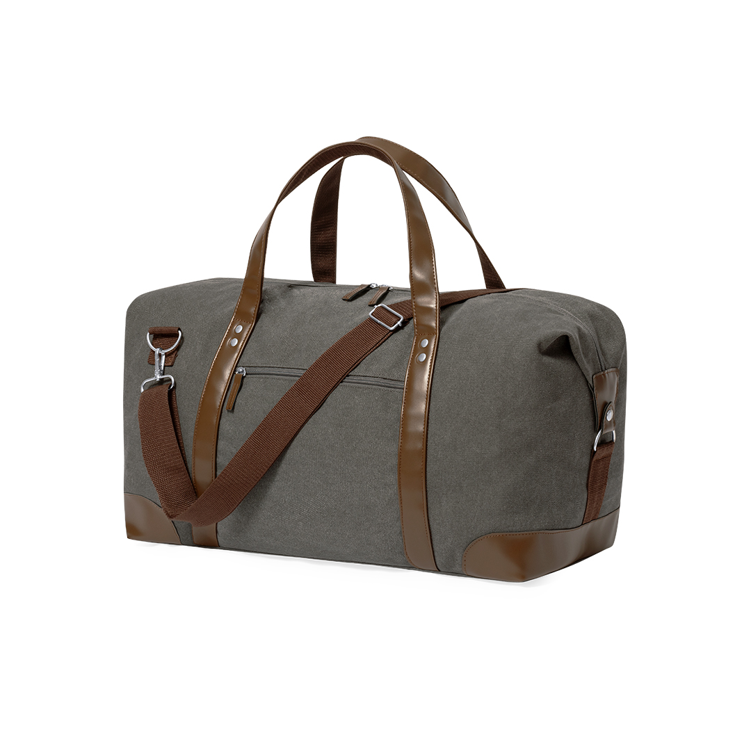Sporttas 60 liter canvas grijs/bruin