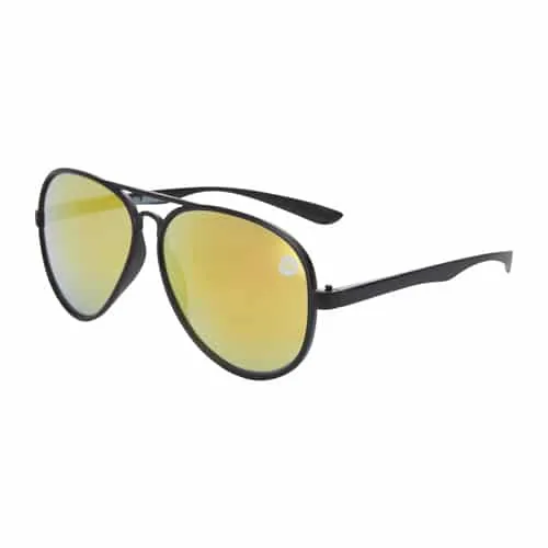 Aviator zonnebril zwart | rood-gele spiegel lenzen - Afbeelding 2