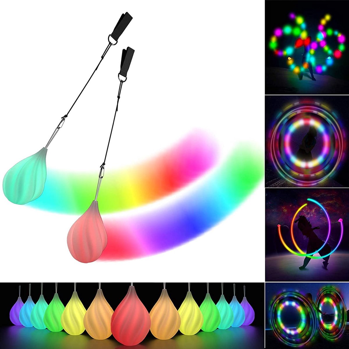 LED POI-ballen druppelvormig multicolor - 2 stuks - Afbeelding 9