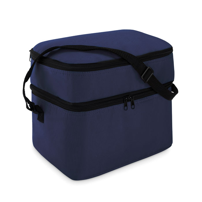 2-vaks koeltas met schouderband polyester blauw