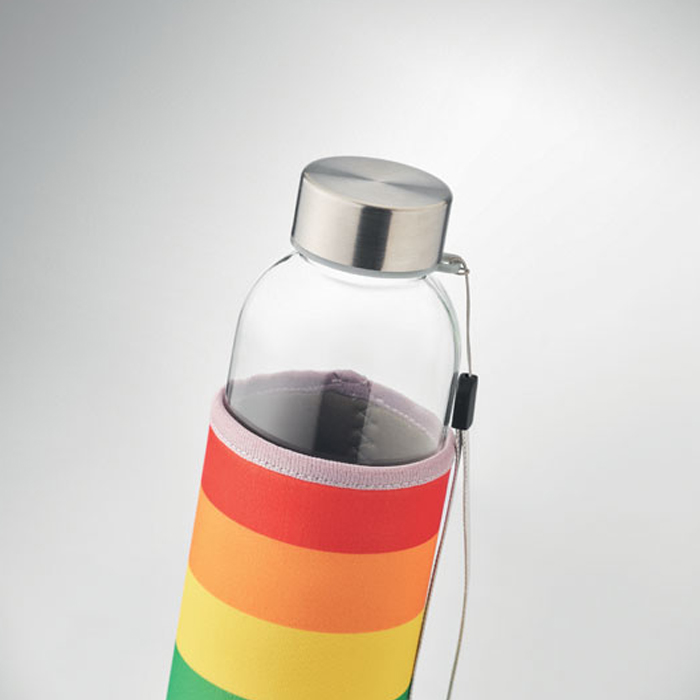 Glazen drinkfles met draaglus en beschermhoes 500 ml multicolor - Afbeelding 4