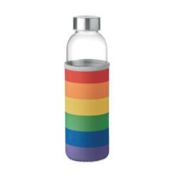 Alternative view of Glazen drinkfles met draaglus en beschermhoes 500 ml multicolor