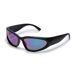 Zonnebril sportief model zwart - Met blauw/paarse glazen