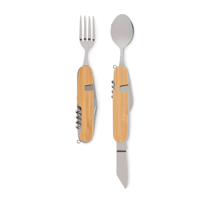 Multifunctionele campingbestek set opvouwbaar 5-delig - Afbeelding 3