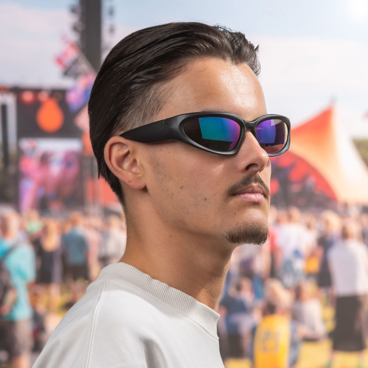 Zonnebril sportief model zwart - Met blauw/paarse glazen - Afbeelding 3