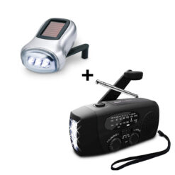 Noodpakket knijpkat zaklamp met zonnepaneel + Noodradio