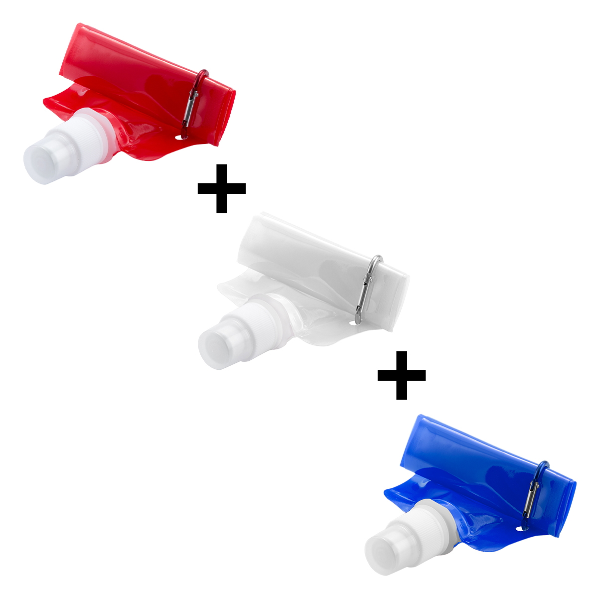 Waterzak met karabijnhaak set 3 stuks - Rood/wit/blauw