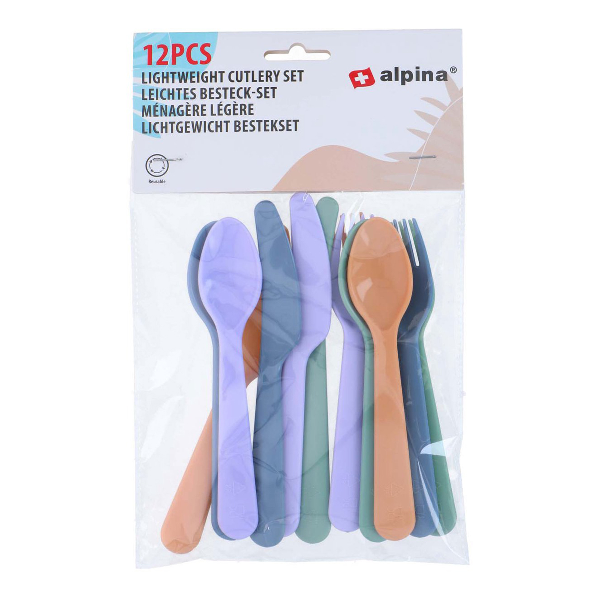 Camping bestekset 12-delig multicolor