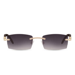 Alternative view of Rechthoekige zonnebril goud - Zwarte glazen