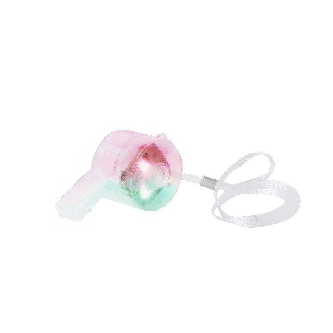 Lichtgevende fluitje met multicolor LED en koord - Wit