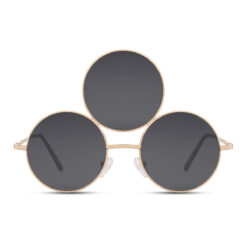 Alternative view of Ronde zonnebril met 3 glazen - Zwart