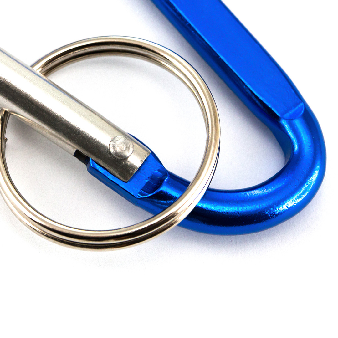 Karabijnhaak sleutelhanger met sleutelring blauw - Afbeelding 5