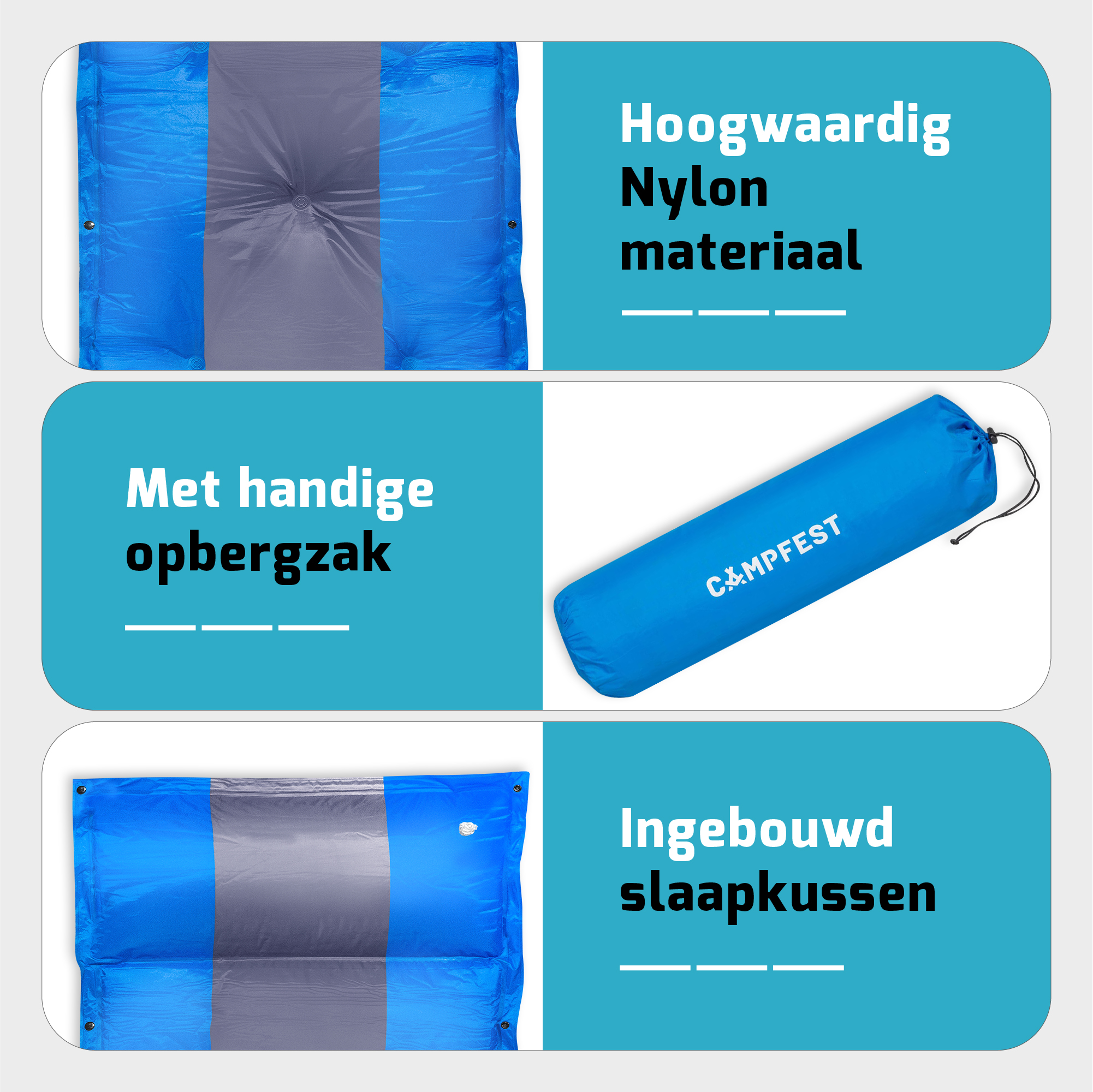 Campfest zelfopblazende slaapmat 60 x 192 cm blauw - Afbeelding 6