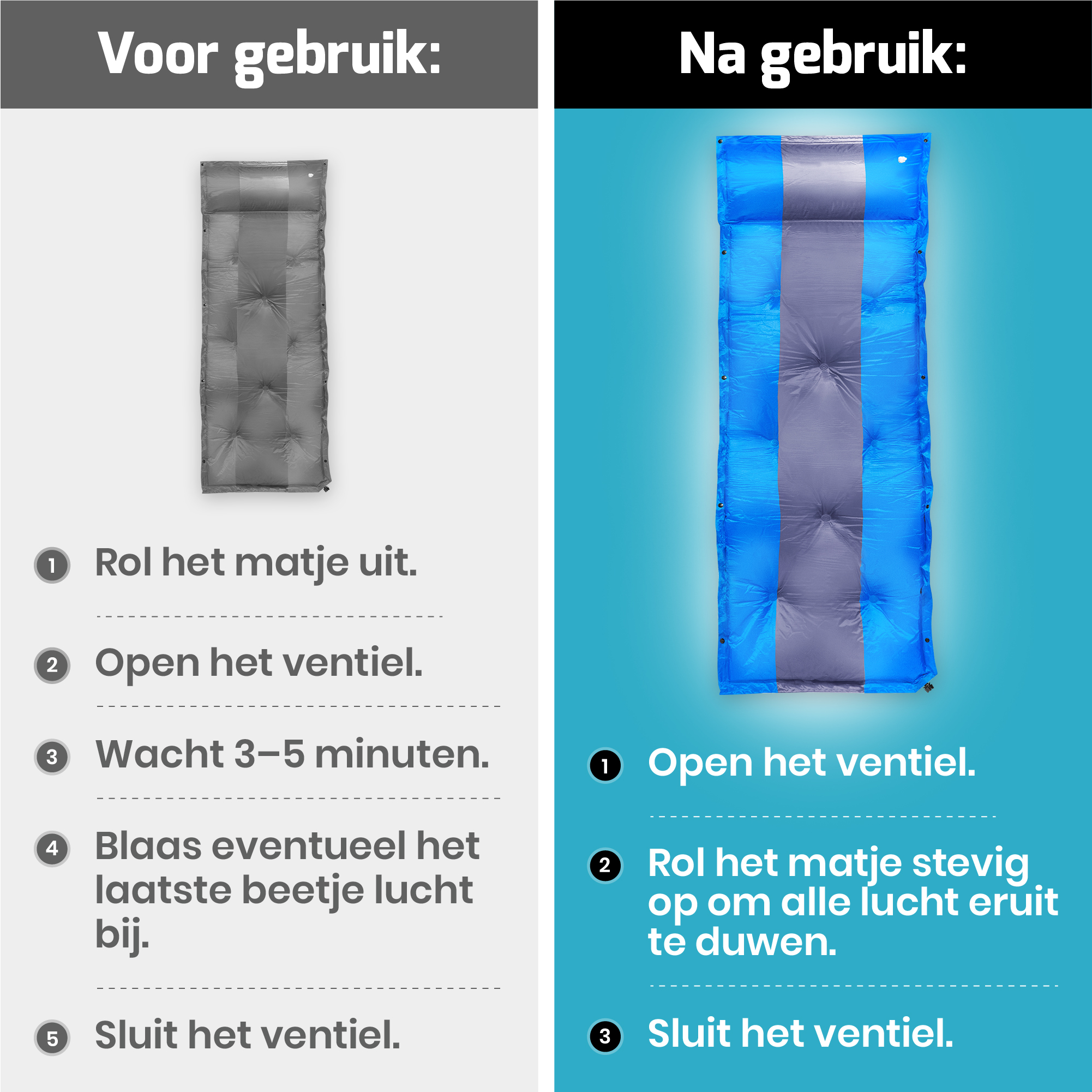 Campfest zelfopblazende slaapmat 60 x 192 cm blauw - Afbeelding 8