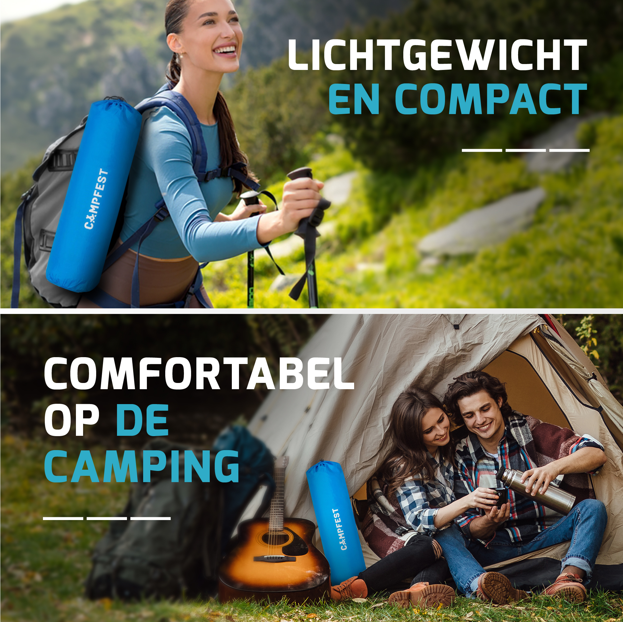 Campfest zelfopblazende slaapmat 60 x 192 cm blauw - Afbeelding 7