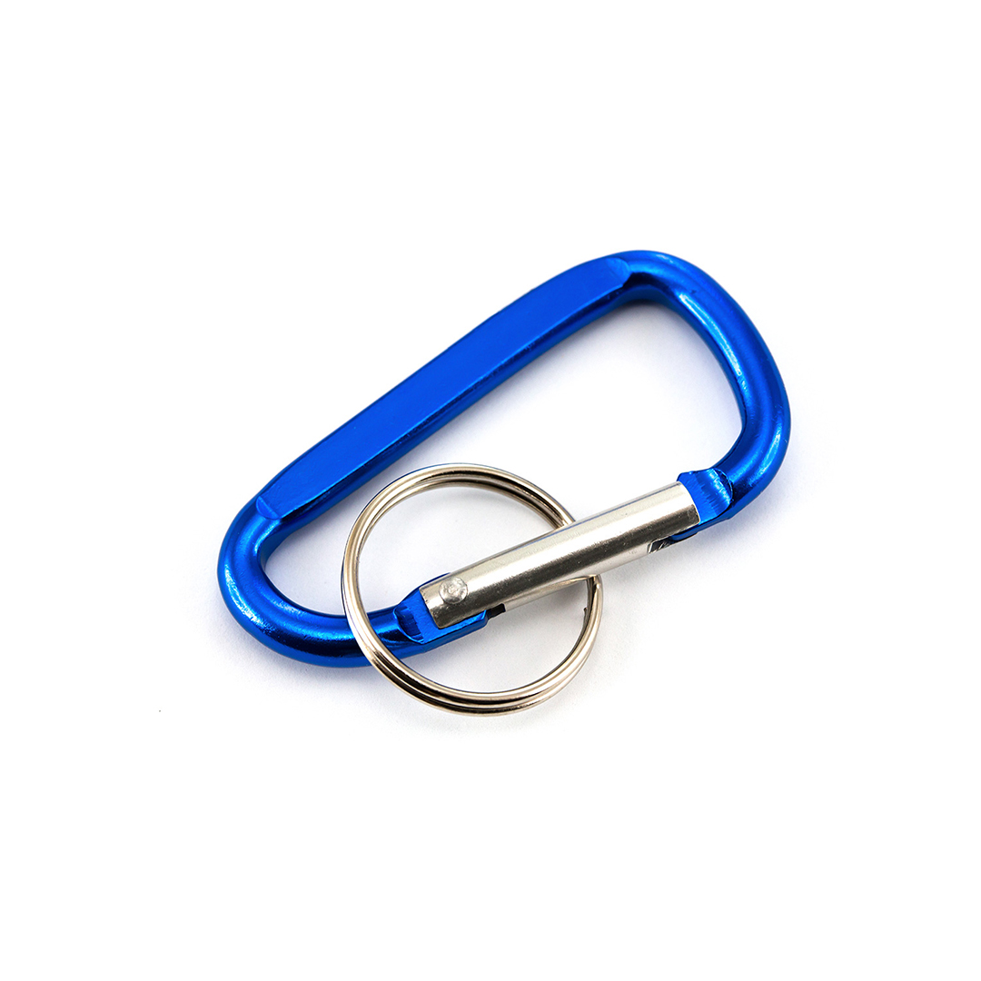 Karabijnhaak sleutelhanger met sleutelring blauw - Afbeelding 2