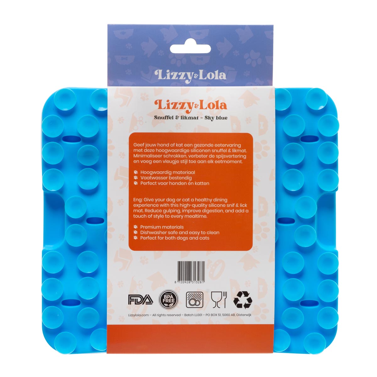 Lizzy & Lola - 2-in-1 snuffelmat en likmat hond - Sky Blue - Afbeelding 3