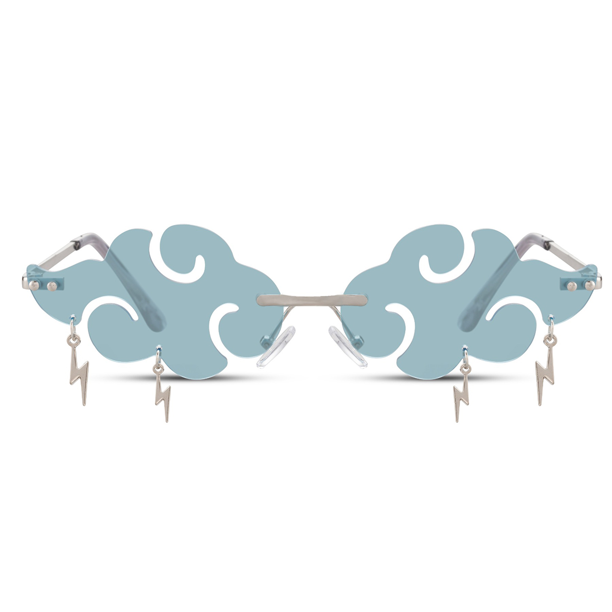Zonnebril regenwolkje met bliksem blauw - Afbeelding 2
