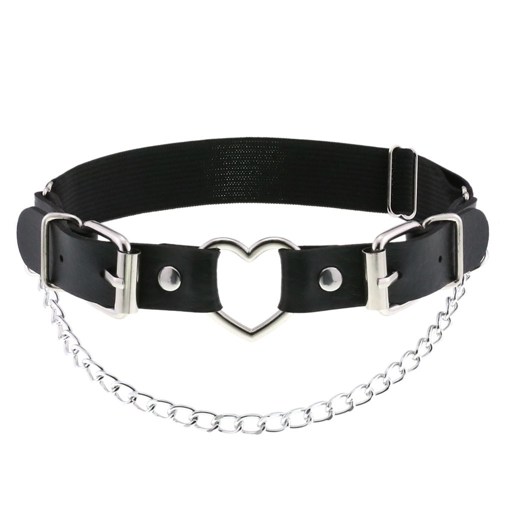 Beenband met gesp en hartvormige ring zwart