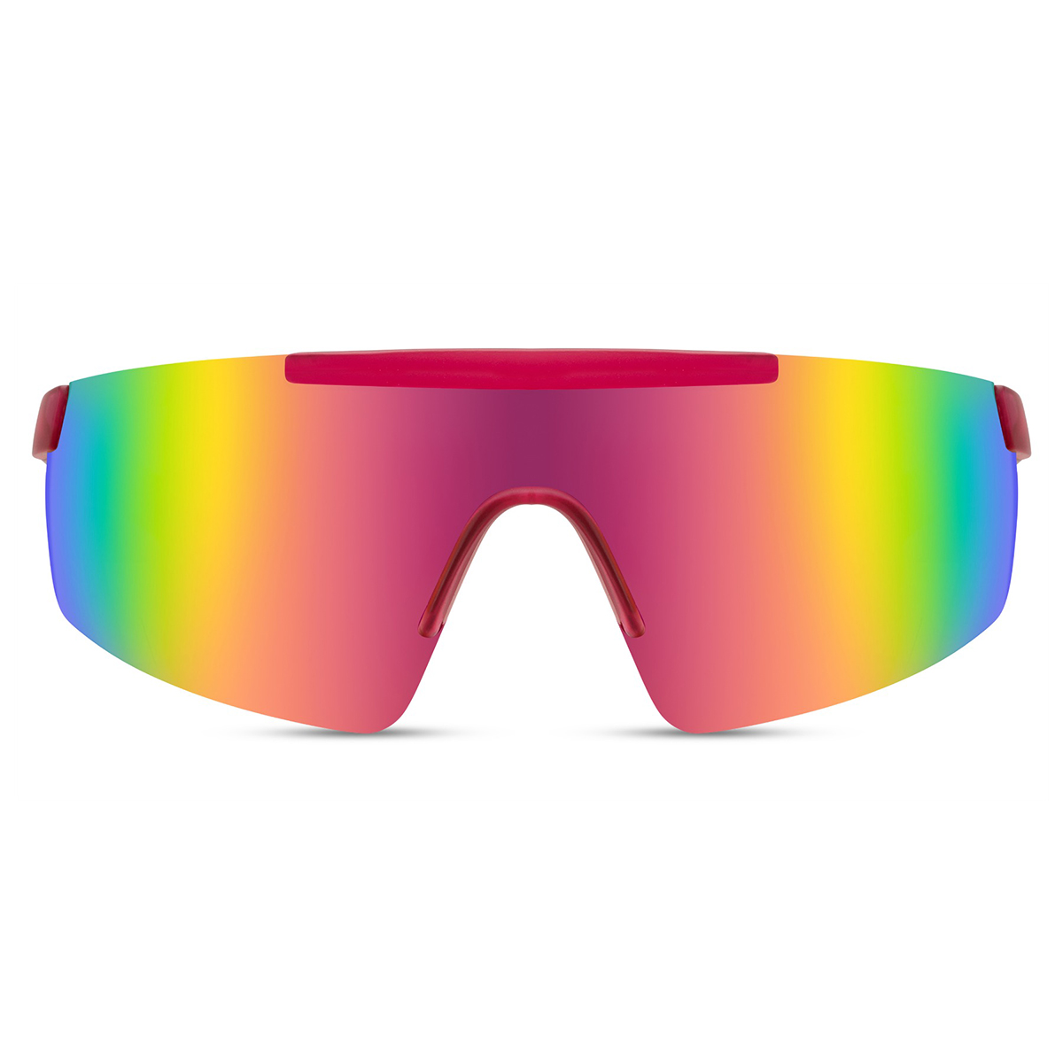 Roze sport zonnebril met glanzend semi randloos montuur - Multicolor glas - Afbeelding 2