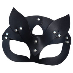 Kattenmasker met gesp kunstleer zwart