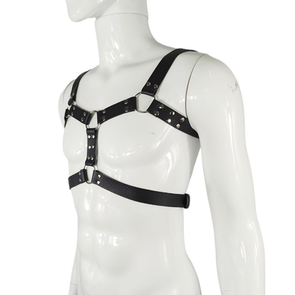 Bodyharness dubbele band met gespen zwart - Afbeelding 3
