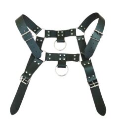 Bodyharness met zilveren ringen zwart
