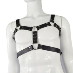 Bodyharness dubbele band met gespen zwart