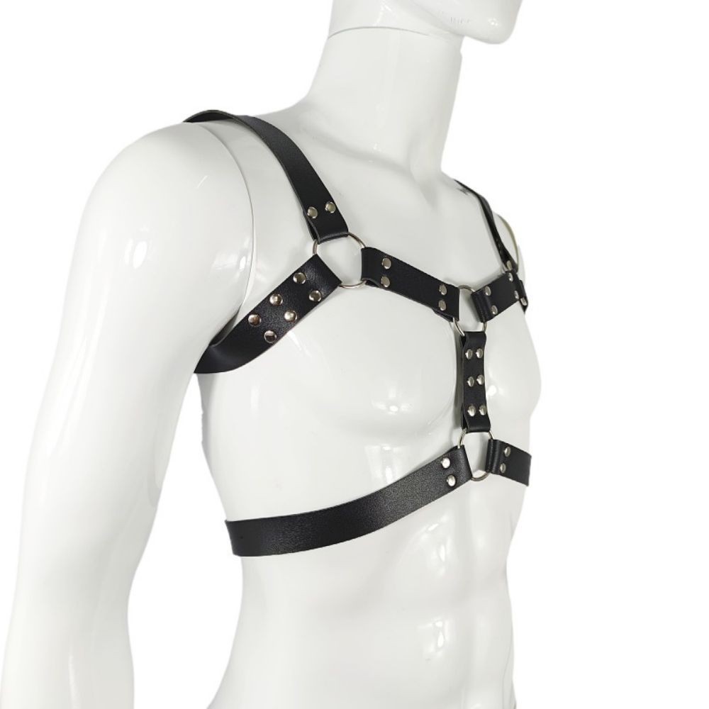 Bodyharness dubbele band met gespen zwart - Afbeelding 2