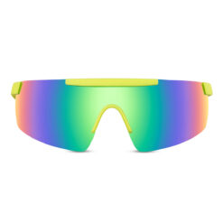 Alternative view of Gele sport zonnebril met glanzend semi randloos montuur - Multicolor glas
