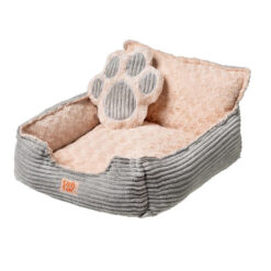 Lizzy & Lola - Fluffy Hondenmand Ribby Single - 46 cm vierkant - Beige/Grijs