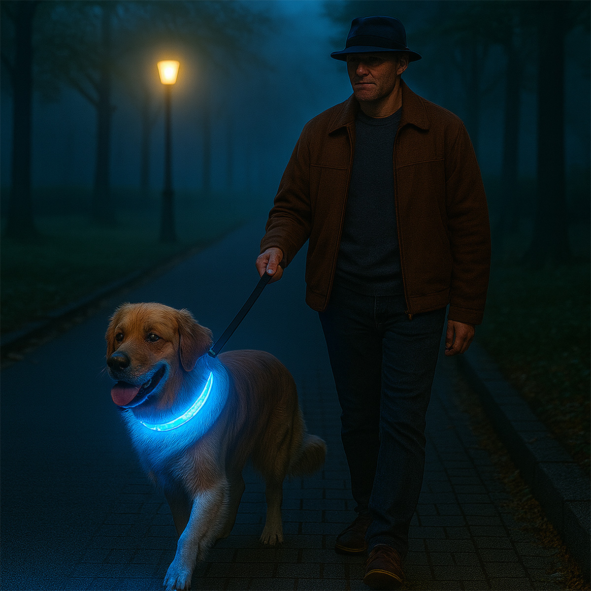 LED Hondenhalsband – Oplaadbaar – Lichtgevende Halsband Hond – 3 Lichtstanden – 50 cm – Middelgrote Honden - Blauw - Afbeelding 3