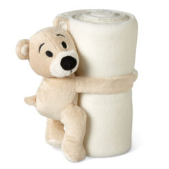 Kinder fleece deken met teddybeer 120 x 80 cm beige
