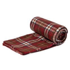 Alternative view of RPET fleece deken geruit met opbergzakje 150 x 120 cm rood