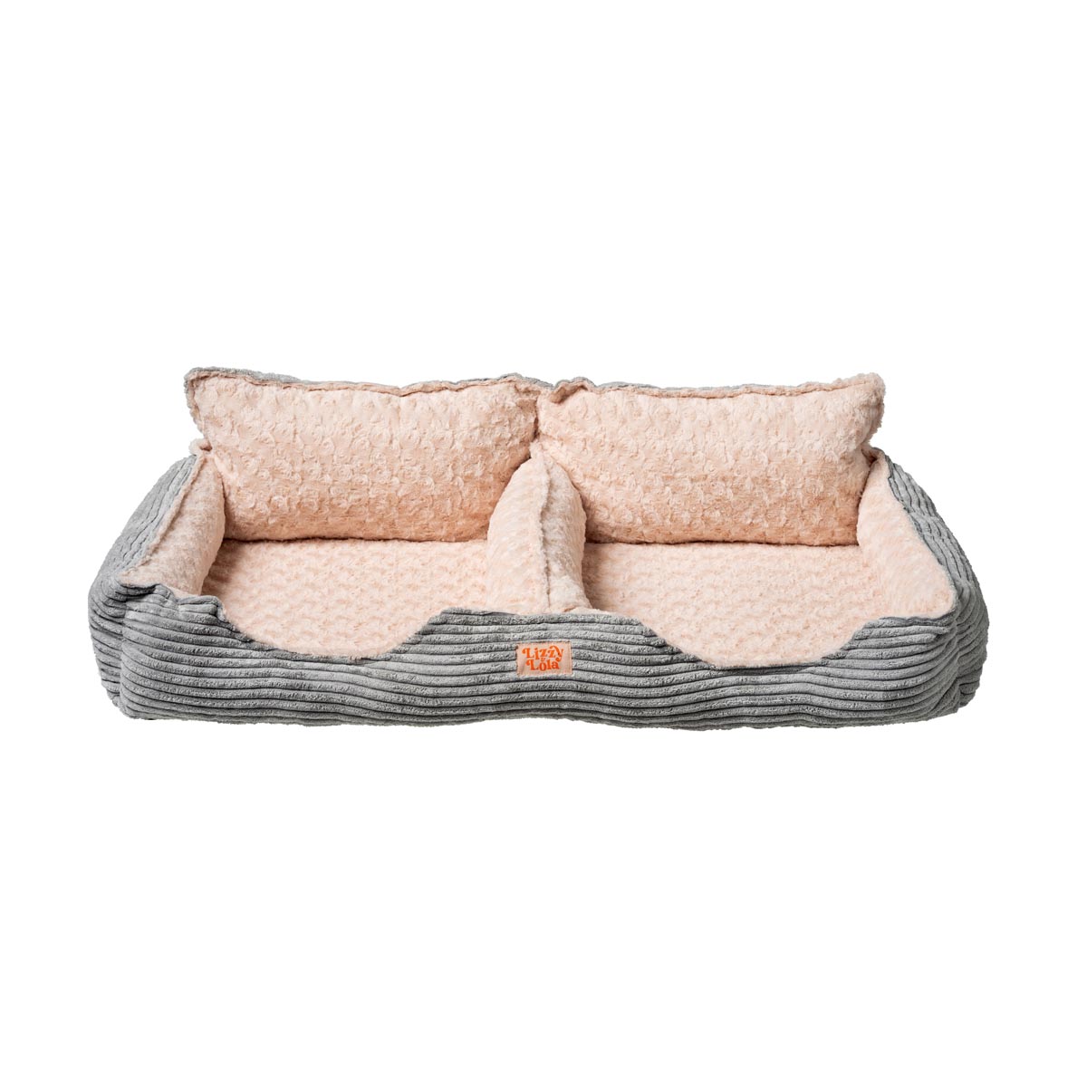 Lizzy & Lola - Fluffy Hondenmand Ribby Double - 92 x 46 cm - Beige/Grijs - Afbeelding 3