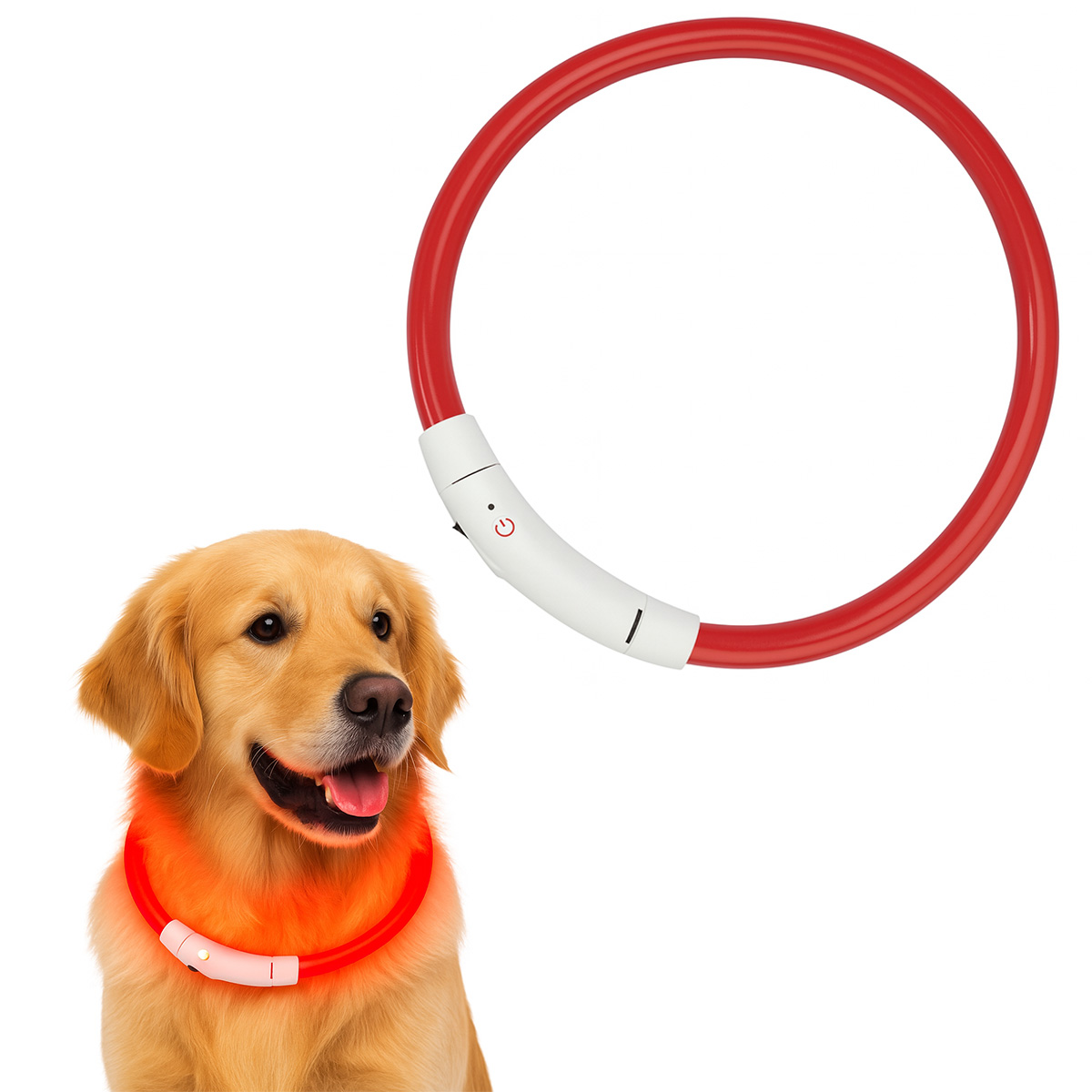 LED Hondenhalsband – Oplaadbaar – Lichtgevende Halsband Hond – 3 Lichtstanden – 50 cm – Middelgrote Honden - Rood