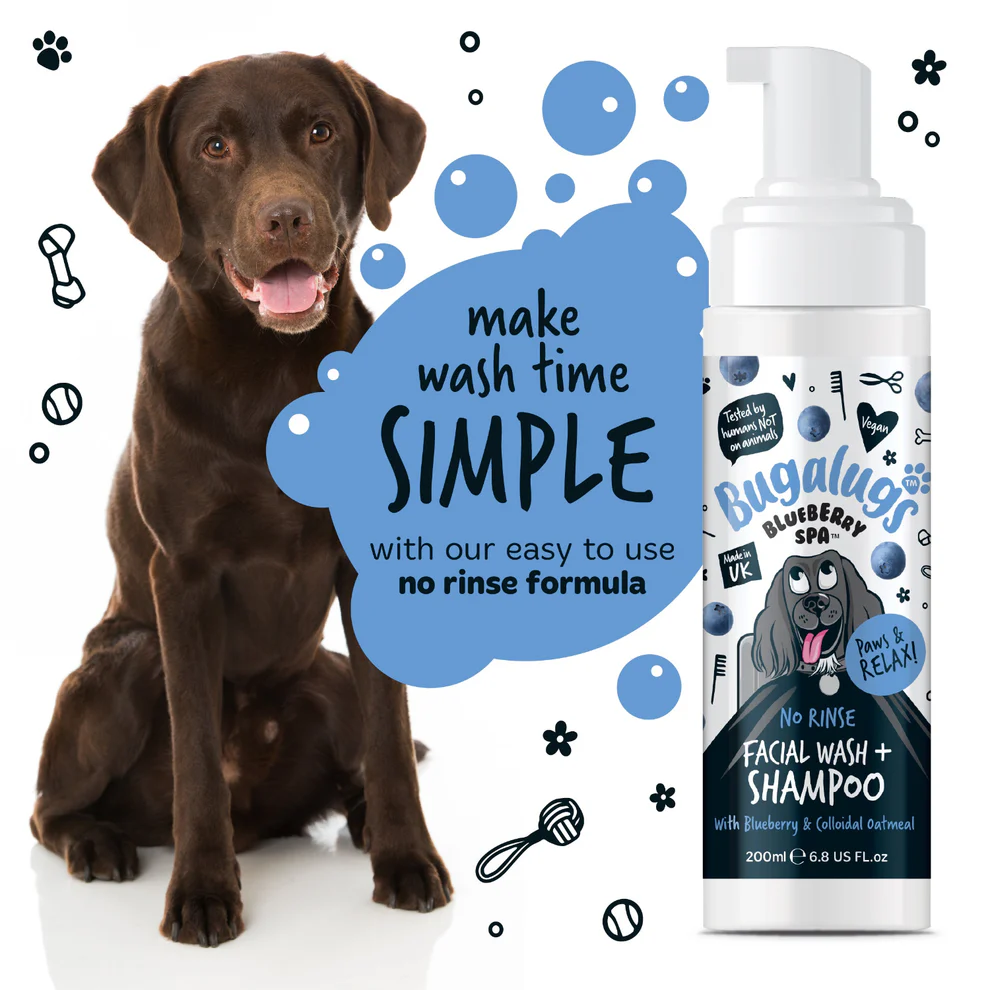 Bugalugs Blueberry Spa No-Rinse Facial Wash & Shampoo voor Honden – Zachte Gezichtsreiniger zonder Water – 200ml - Afbeelding 9