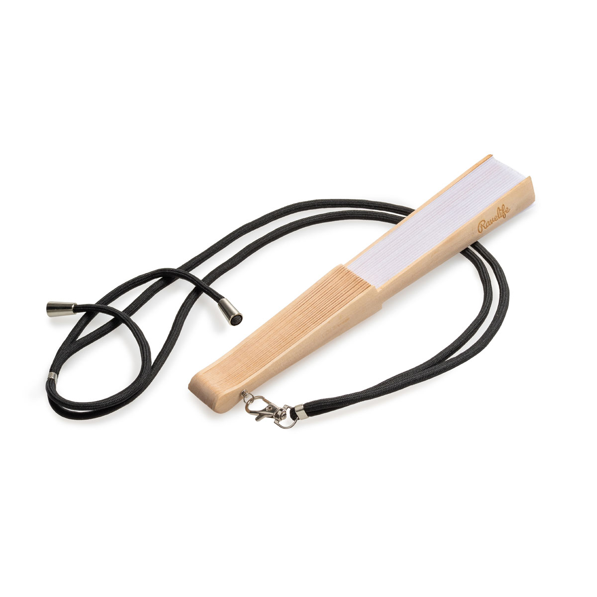 Ravelife Festival Neckfan - Handwaaier met koord - Hout - Wit - Afbeelding 3