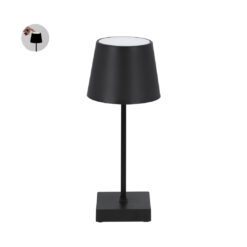 Zwarte tafellamp met Verchroomde Afwerking – 17 LED’s – 3 Lichtmodi – Werkt op 3x AAA-batterijen