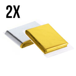 2 Stuks - Isolerende Nooddeken – Dubbelzijdig Zilver/Goud – Gealumineerd PET – Waterdicht & Compact