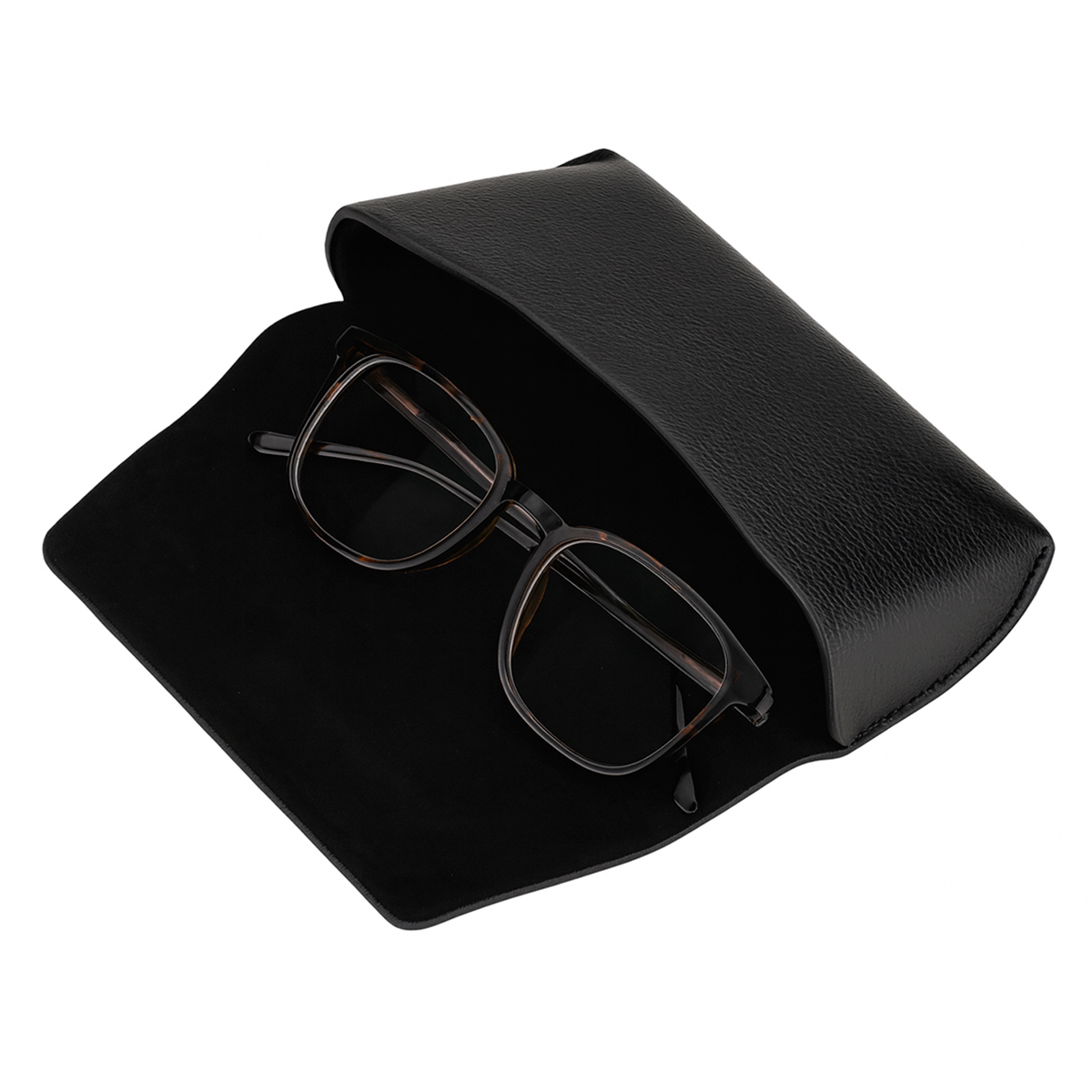 Brillendoosje van Kunstleer – Stevig & Compact – Luxe Bescherming voor Brillen - Zwart - Afbeelding 2