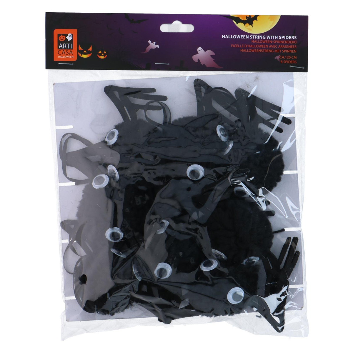 Halloween slinger met hangende spinnen – 120 cm - Afbeelding 3