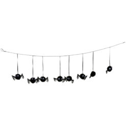 Halloween slinger met hangende spinnen – 120 cm