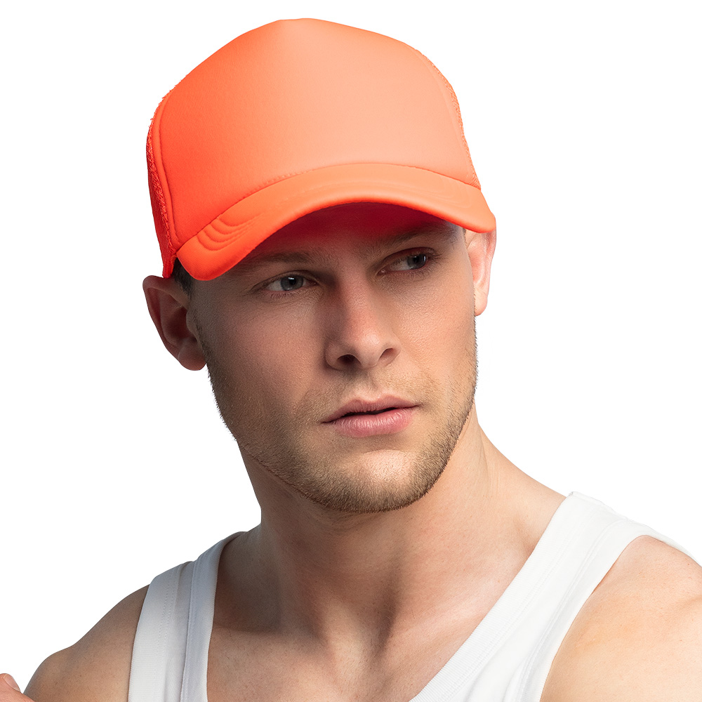 Baseball cap UV Blacklight - Verstelbare pet met kunststof sluiting - Neon oranje - Afbeelding 2