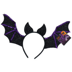 Alternative view of Halloween vleermuis haarband met pailletten en steentjes paars/zwart