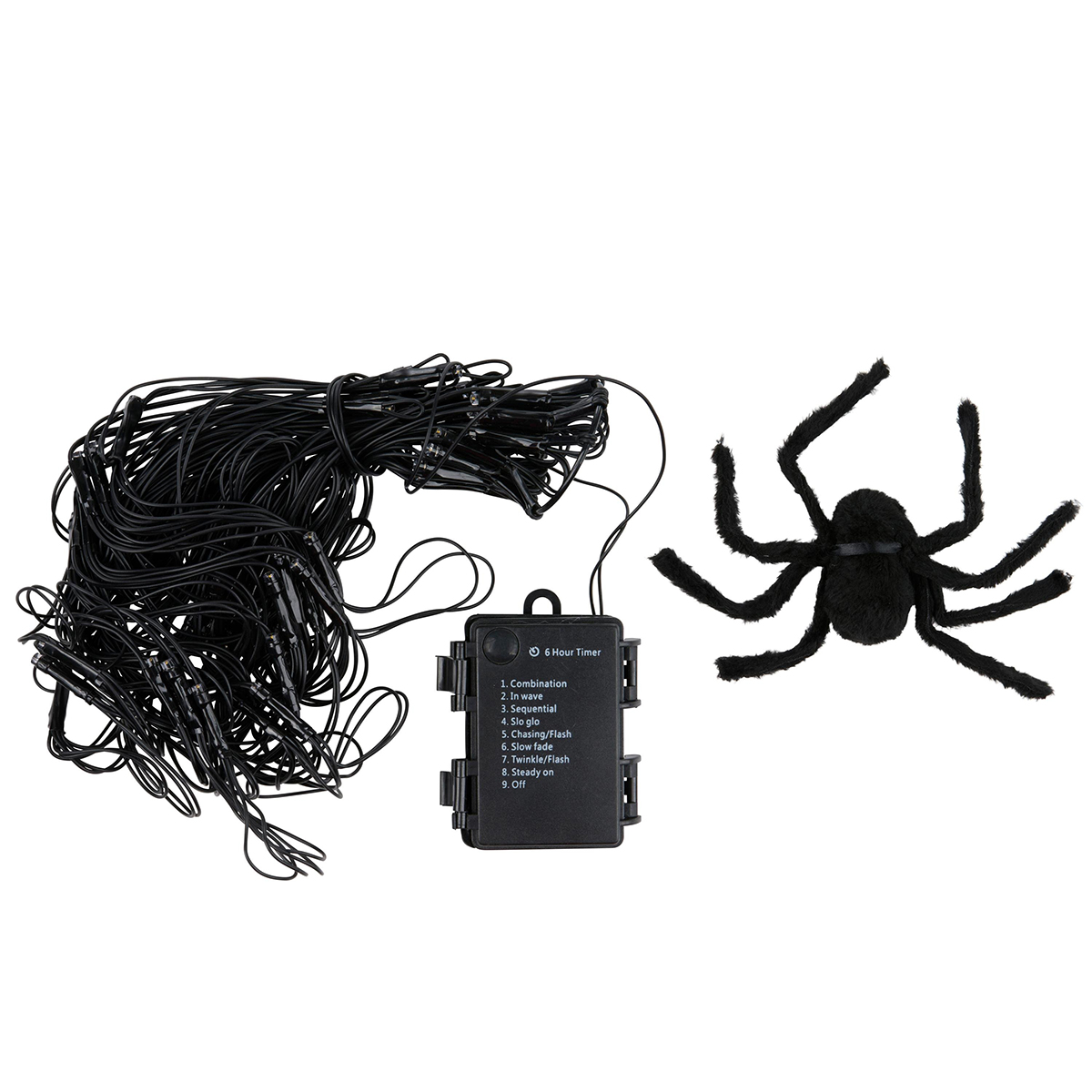 Halloween spinnenweb lichtsnoer met timerfunctie - 70 LED - 8 lichtstanden - Afbeelding 2