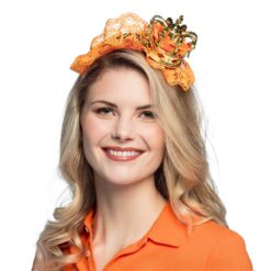 Alternative view of Diadeem Koningin - Oranje haarband met kroontje