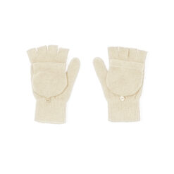 Vingerloze handschoenen met wantflap – Beige handschoenen van acryl