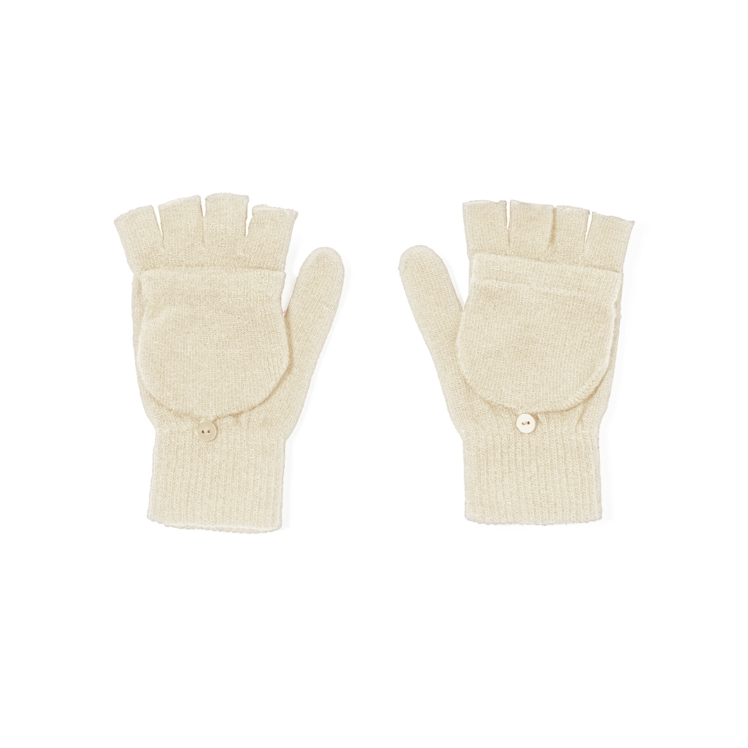 Vingerloze handschoenen met wantflap – Beige handschoenen van acryl