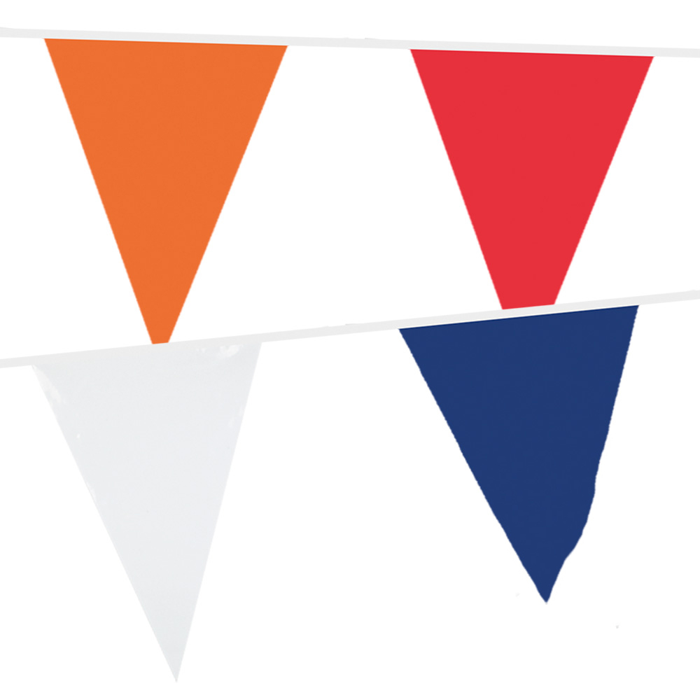 Vlaggenlijn Nederland - 10 meter - 18 vlaggetjes - Oranje/rood/wit/blauw - Afbeelding 2
